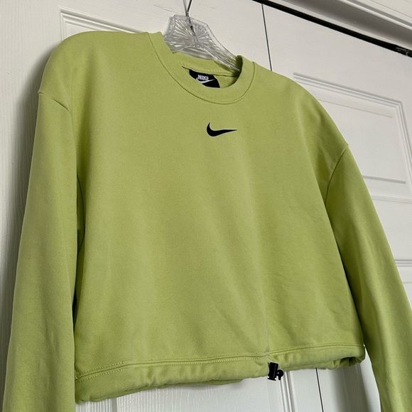 Nike Women's Lime Green Draw Cord Cropped Hoodie - Size S - EUC - Picture 2 of 5